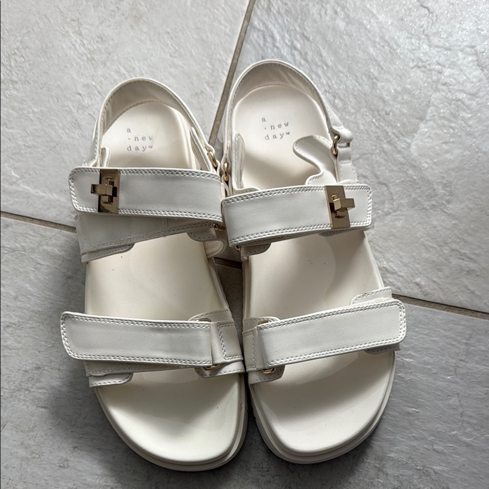 a new day Cream Sandals with Gold Accents